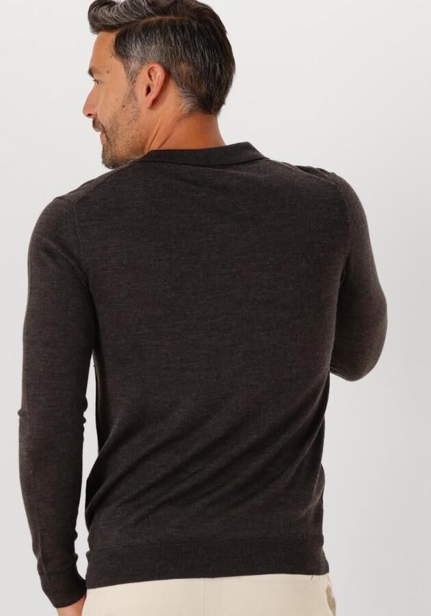 PROFUOMO Heren Polo's & T-shirts Polo Open Collar Ls Merino Bruin