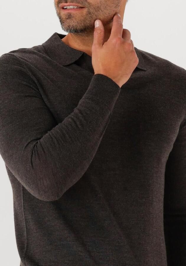 PROFUOMO Heren Polo's & T-shirts Polo Open Collar Ls Merino Bruin - Foto 2