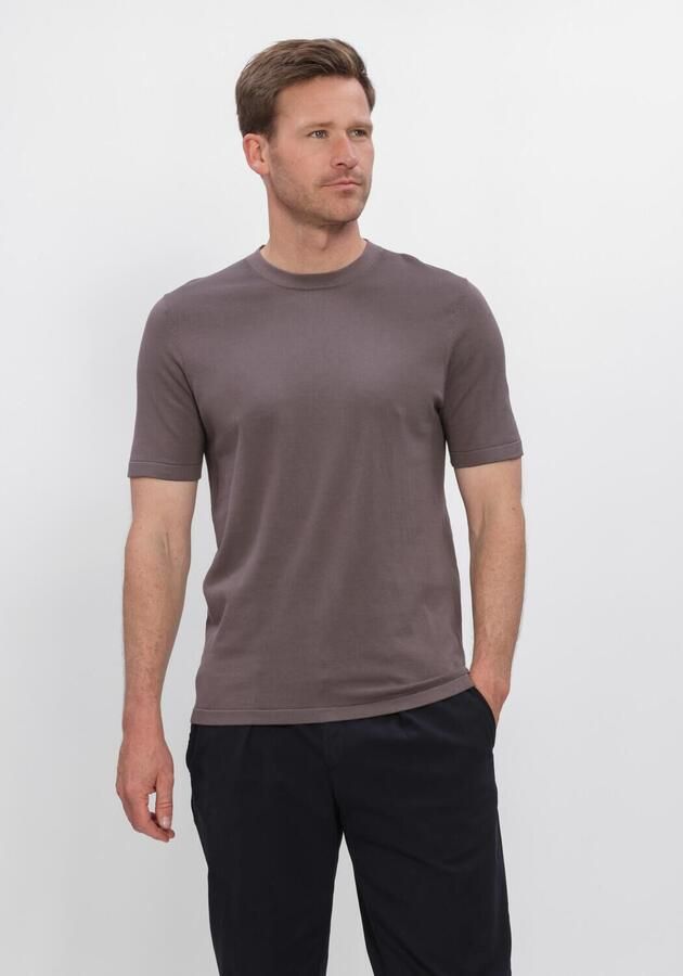 PROFUOMO Heren Polo's & T-shirts T-shirt Crew Neck Ss Aero Ease Taupe