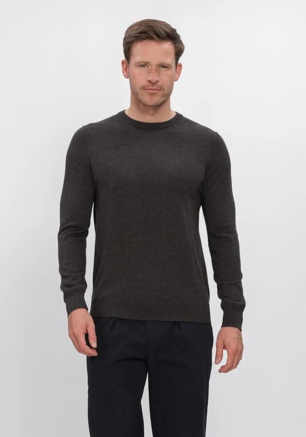 PROFUOMO Heren Truien & Vesten Extrafine Merino Donkergrijs