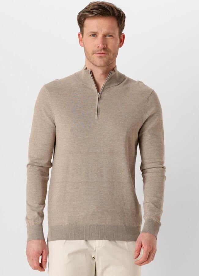 PROFUOMO Heren Truien & Vesten Half Zip Luxury Basic Beige - Foto 4