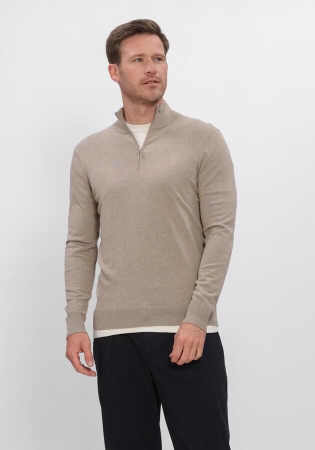 Profuomo Slim fit gebreide pullover met zijdegehalte en ritssluiting