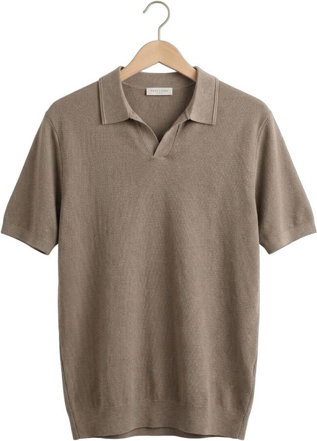 Profuomo Polo Shirt Korte Mouw Poloshirt Riva Luxury Structure Taupe - Foto 2