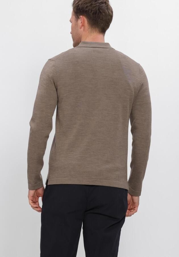 PROFUOMO Heren Truien & Vesten Polo Full Button Ls Extrafine Merino Bruin - Foto 3
