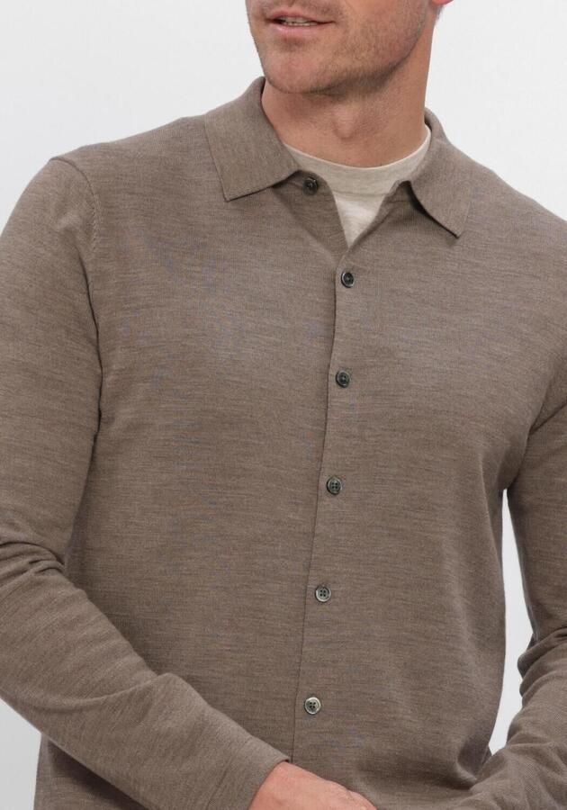 PROFUOMO Heren Truien & Vesten Polo Full Button Ls Extrafine Merino Bruin - Foto 4