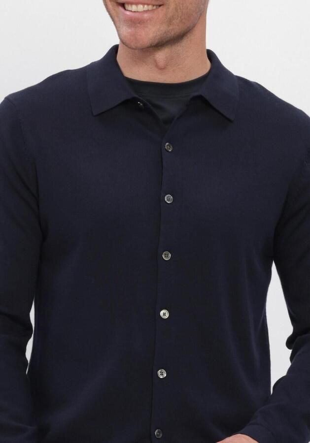 PROFUOMO Heren Truien & Vesten Polo Full Button Ls Extrafine Merino Donkerblauw - Foto 3
