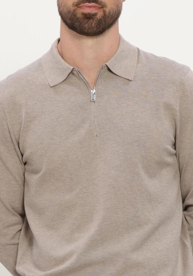 PROFUOMO Heren Truien & Vesten Polo Half Zip Ls Luxury Basic Beige - Foto 3