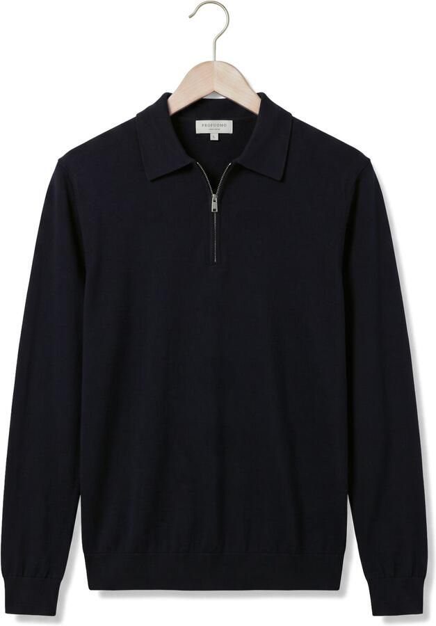 PROFUOMO Heren Truien & Vesten Polo Half Zip Ls Luxury Basic Donkerblauw - Foto 4
