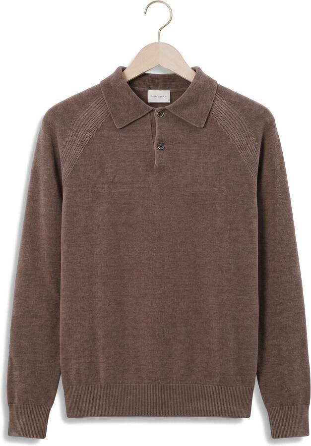 PROFUOMO Heren Truien & Vesten Polo Ls Chenille Bruin - Foto 4