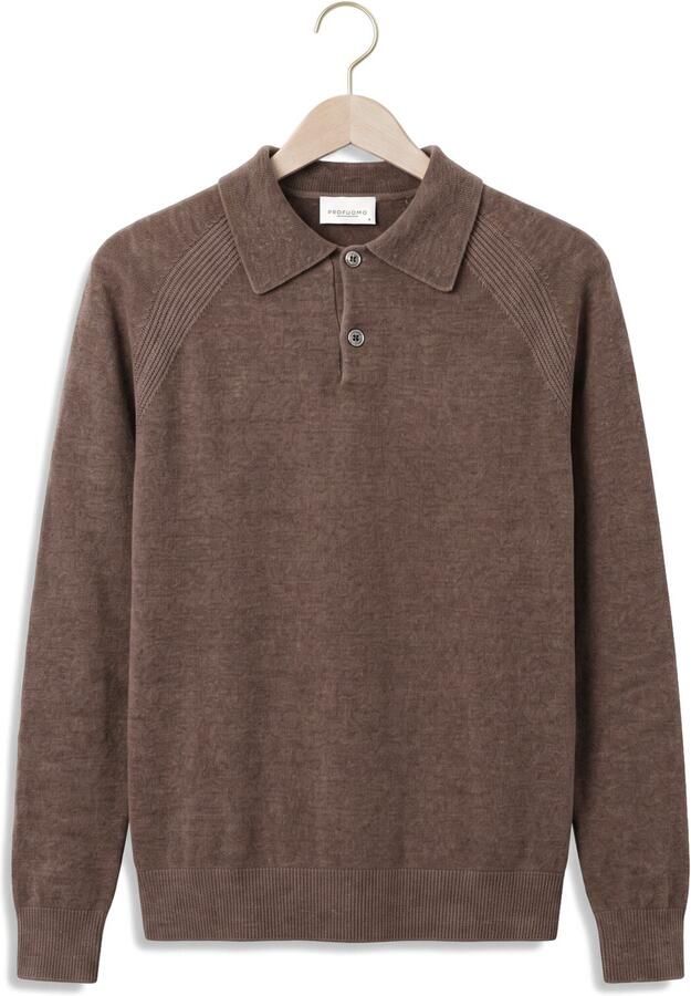 PROFUOMO Heren Truien & Vesten Polo Ls Chenille Zand - Foto 4
