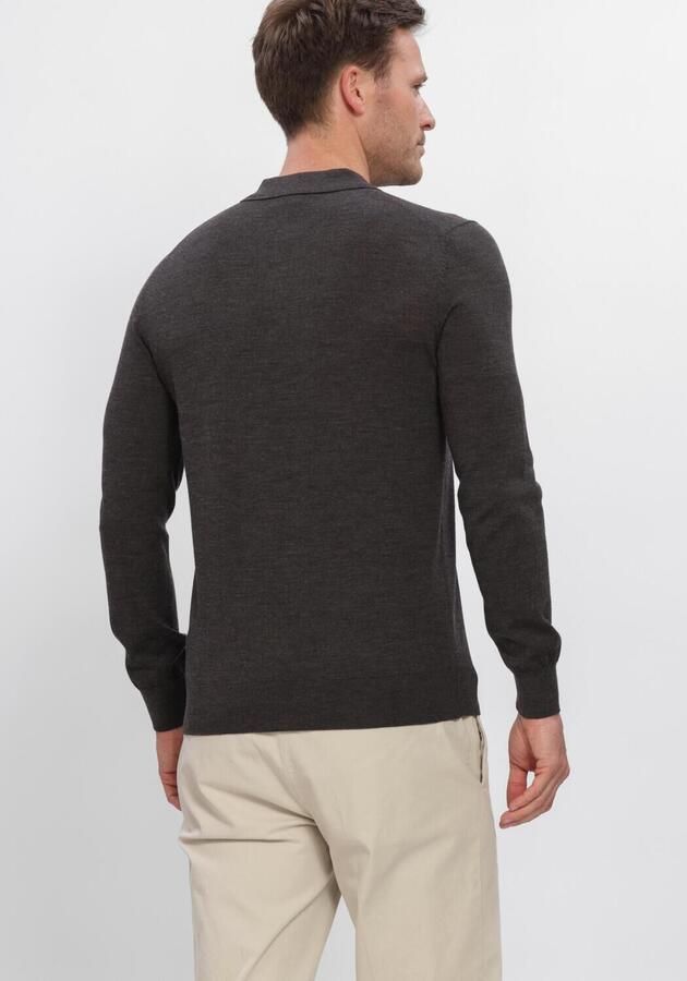 Profuomo Polo Shirt Lange Mouw Longsleeve Poloshirt Merinowol Donkerbruin - Foto 2