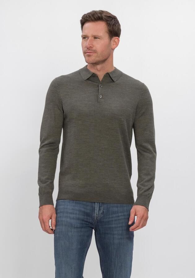 PROFUOMO Heren Truien & Vesten Polo Ls Extrafine Merino Khaki