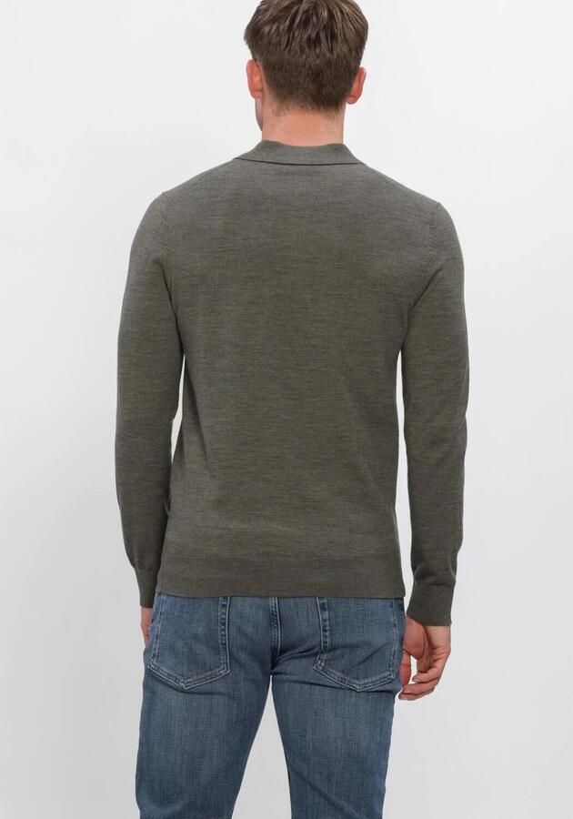 Profuomo Polo Shirt Lange Mouw Longsleeve Poloshirt Merinowol Groen - Foto 2