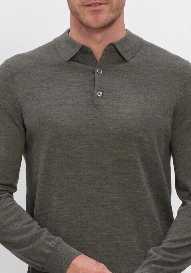 Profuomo Polo Shirt Lange Mouw Longsleeve Poloshirt Merinowol Groen - Foto 3
