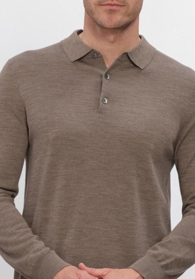 PROFUOMO Heren Truien & Vesten Polo Ls Extrafine Merino Taupe - Foto 4