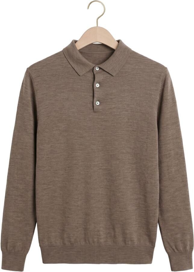 PROFUOMO Heren Truien & Vesten Polo Ls Extrafine Merino Taupe - Foto 2