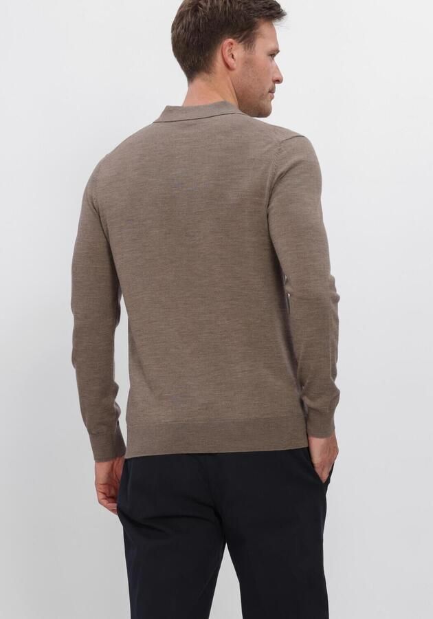 PROFUOMO Heren Truien & Vesten Polo Ls Extrafine Merino Taupe - Foto 3