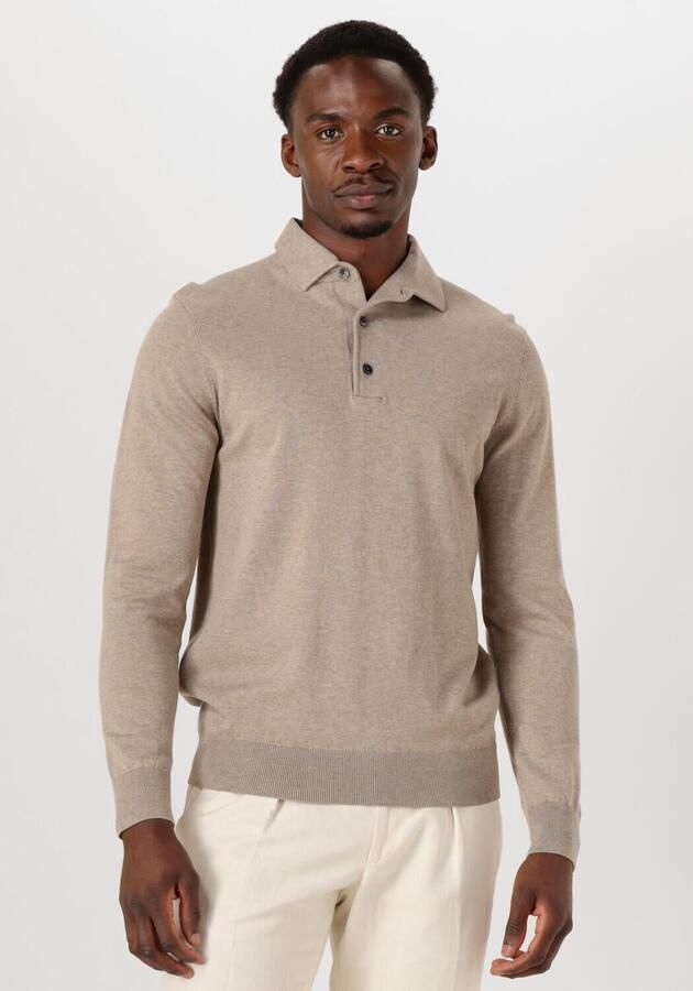 PROFUOMO Heren Truien & Vesten Polo Onepiece Luxury Basic Beige - Foto 4