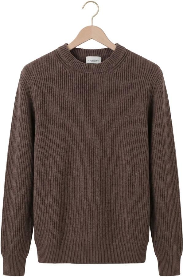 PROFUOMO Heren Truien & Vesten Pullover Crew Neck Chenille Rib Bruin - Foto 4