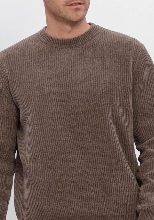 PROFUOMO Heren Truien & Vesten Pullover Crew Neck Chenille Rib Bruin - Foto 3