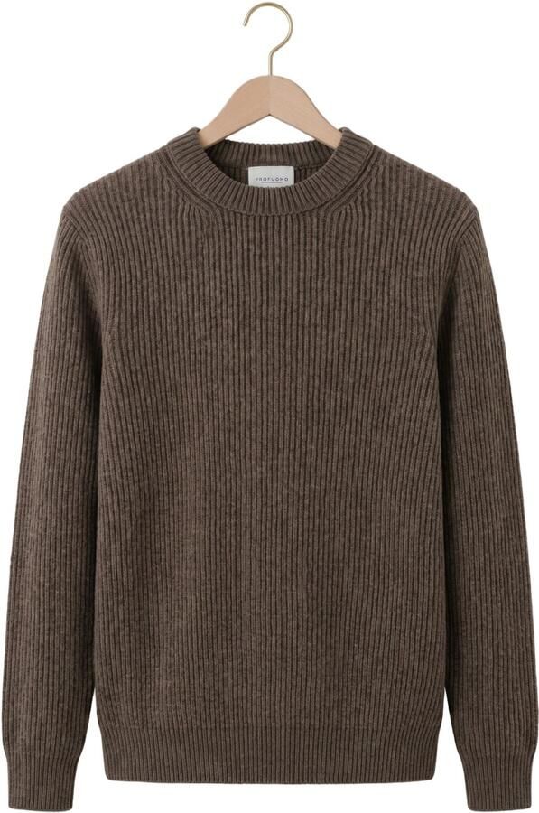 PROFUOMO Heren Truien & Vesten Pullover Crew Neck Chenille Rib Groen - Foto 4