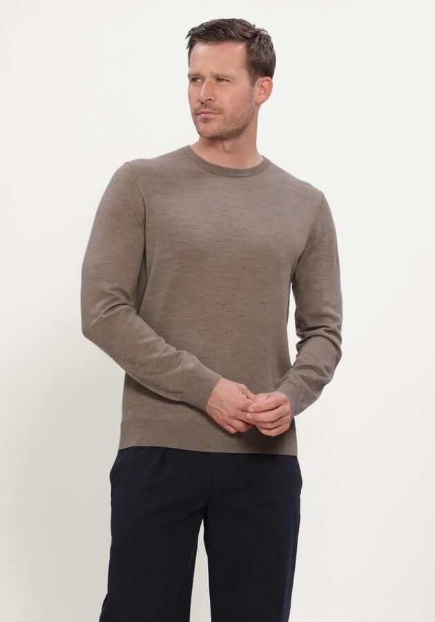 PROFUOMO Heren Truien & Vesten Pullover Crew Neck Extrafine Merino Taupe