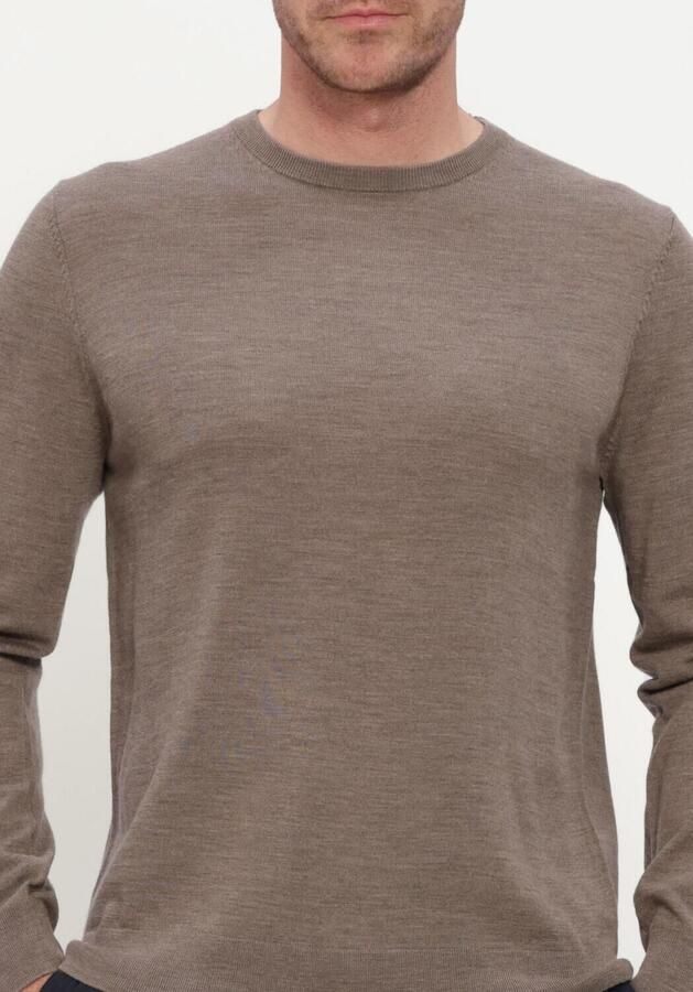 PROFUOMO Heren Truien & Vesten Pullover Crew Neck Extrafine Merino Taupe - Foto 3