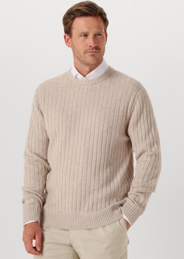 PROFUOMO Heren Truien & Vesten Pullover Crew Neck Wool Blend Beige - Foto 4