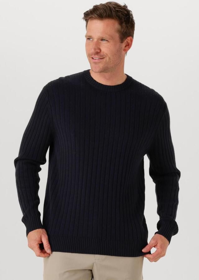 PROFUOMO Heren Truien & Vesten Pullover Crew Neck Wool Blend Donkerblauw - Foto 4