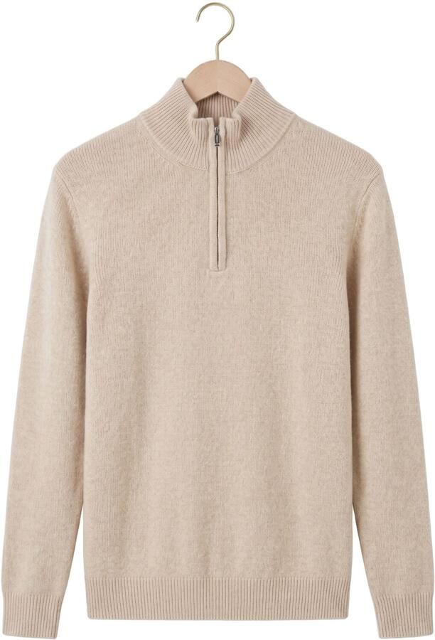 PROFUOMO Heren Truien & Vesten Pullover Half Zip 80 20 Beige - Foto 4
