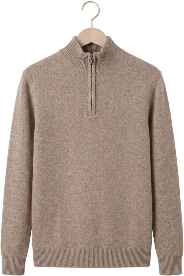 PROFUOMO Heren Truien & Vesten Pullover Half Zip 80 20 Beige - Foto 4