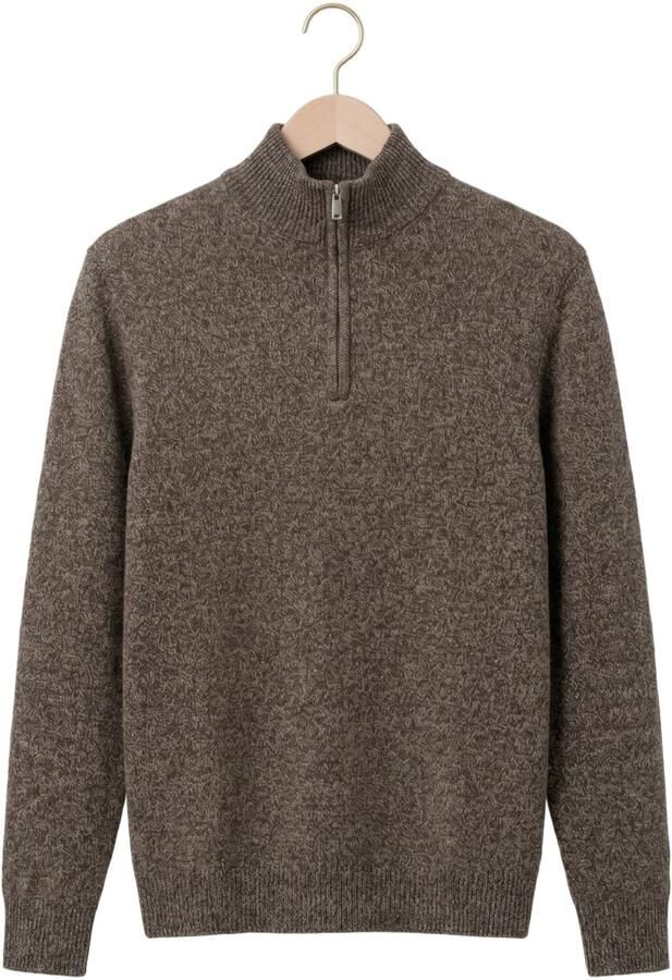 PROFUOMO Heren Truien & Vesten Pullover Half Zip 80 20 Bruin - Foto 4