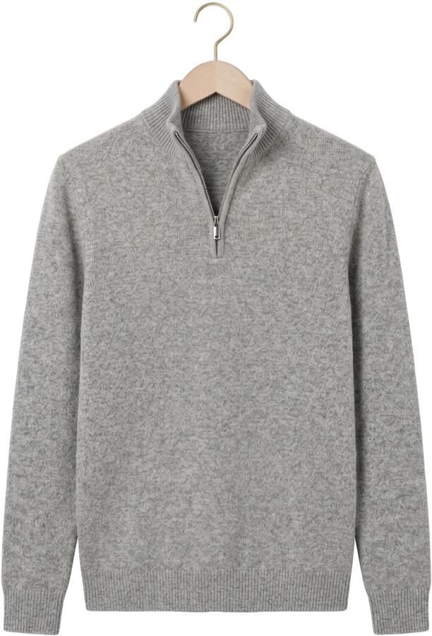 PROFUOMO Heren Truien & Vesten Pullover Half Zip 80 20 Lichtgrijs - Foto 4