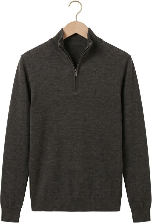 PROFUOMO Heren Truien & Vesten Pullover Half Zip Extrafine Merino Antraciet - Foto 4