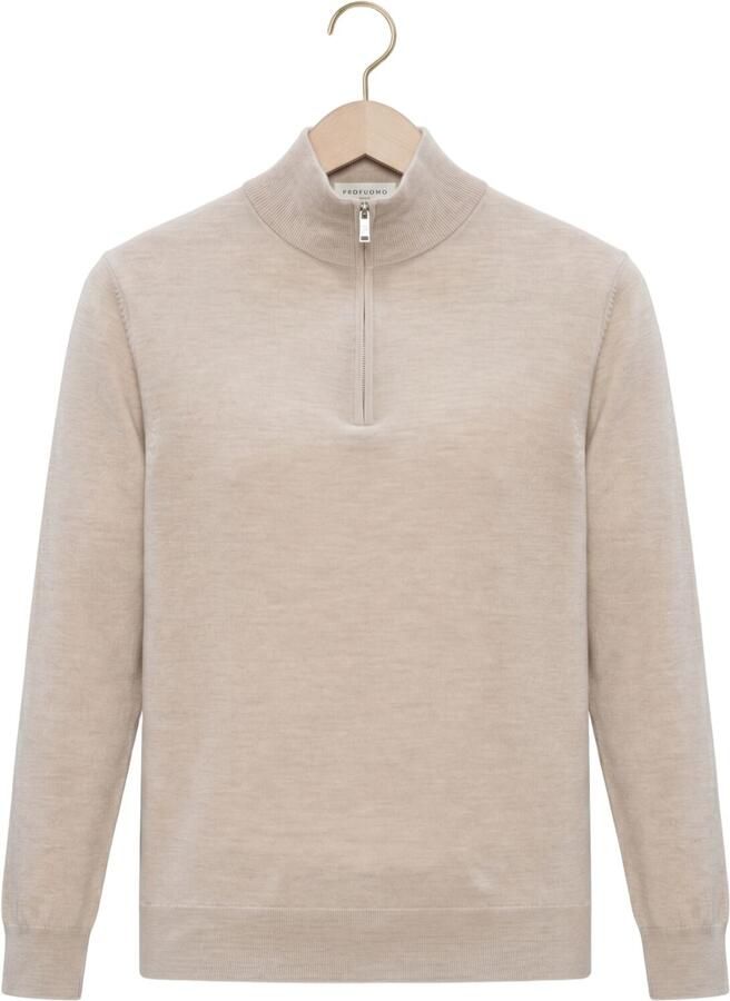 PROFUOMO Heren Truien & Vesten Pullover Half Zip Extrafine Merino Beige - Foto 2