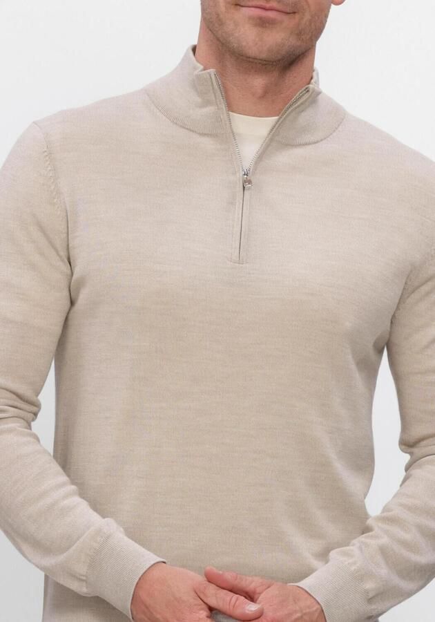 PROFUOMO Heren Truien & Vesten Pullover Half Zip Extrafine Merino Beige - Foto 4