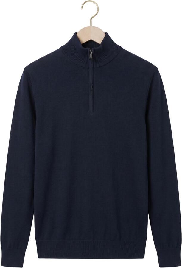PROFUOMO Heren Truien & Vesten Pullover Half Zip Extrafine Merino Donkerblauw - Foto 4