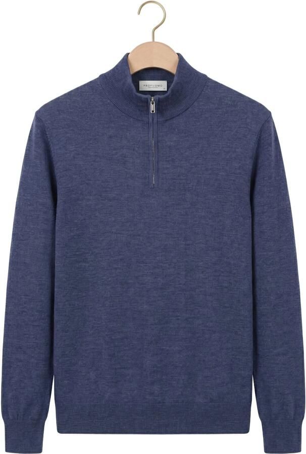 PROFUOMO Heren Truien & Vesten Pullover Half Zip Extrafine Merino Donkerblauw - Foto 4