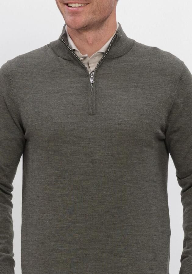 PROFUOMO Heren Truien & Vesten Pullover Half Zip Extrafine Merino Donkergroen - Foto 3