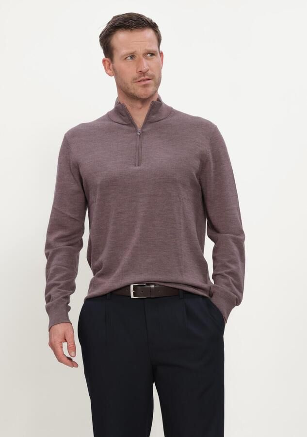 PROFUOMO Heren Truien & Vesten Pullover Half Zip Extrafine Merino Plum