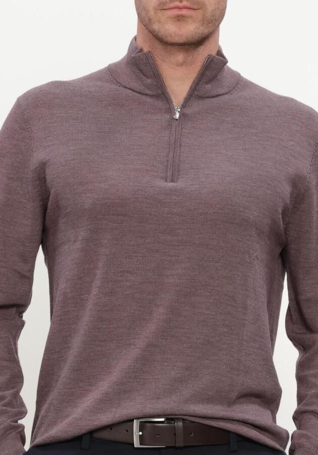 PROFUOMO Heren Truien & Vesten Pullover Half Zip Extrafine Merino Plum - Foto 3