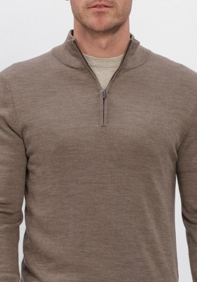 PROFUOMO Heren Truien & Vesten Pullover Half Zip Extrafine Merino Taupe - Foto 3