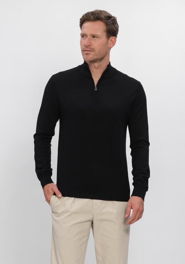 PROFUOMO Heren Truien & Vesten Pullover Half Zip Extrafine Merino Zwart