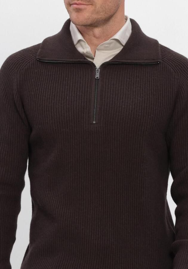 PROFUOMO Heren Truien & Vesten Pullover Half Zip Heavy Wool Bruin - Foto 3