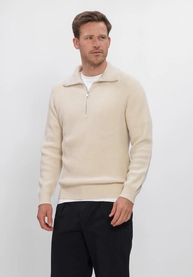 PROFUOMO Heren Truien & Vesten Pullover Half Zip Heavy Wool Creme
