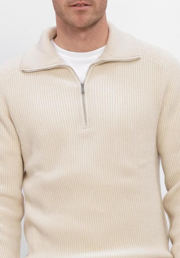 PROFUOMO Heren Truien & Vesten Pullover Half Zip Heavy Wool Creme - Foto 3