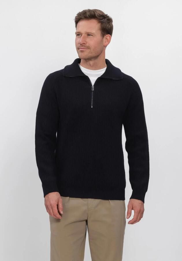 PROFUOMO Heren Truien & Vesten Pullover Half Zip Heavy Wool Donkerblauw - Foto 1
