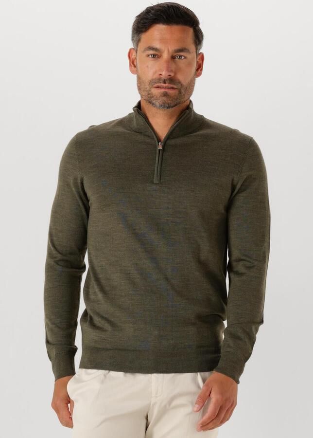 PROFUOMO Heren Truien & Vesten Pullover Half Zip Merino Groen - Foto 4
