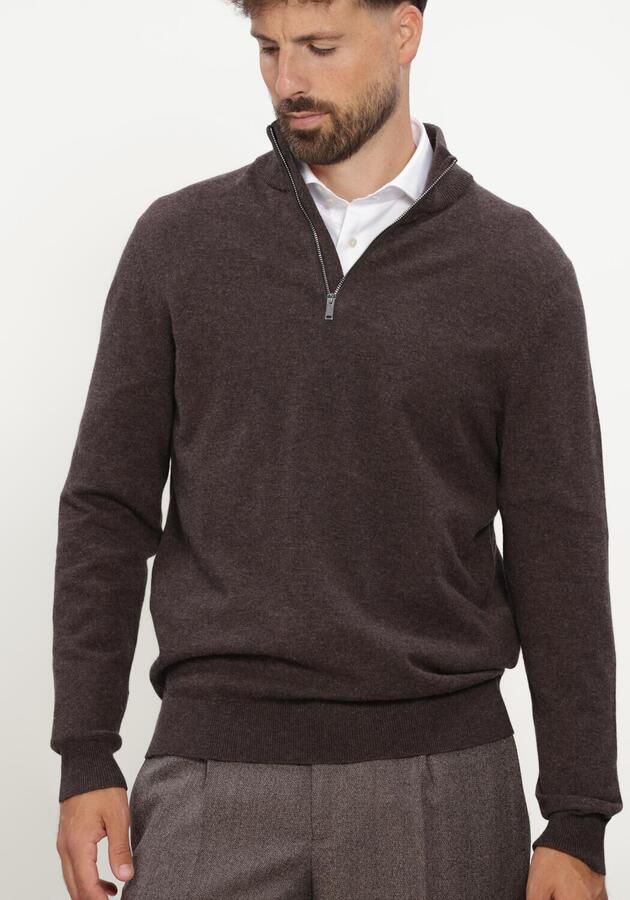 PROFUOMO Heren Truien & Vesten Pullover Half Zip New Wool Blend Bruin - Foto 3