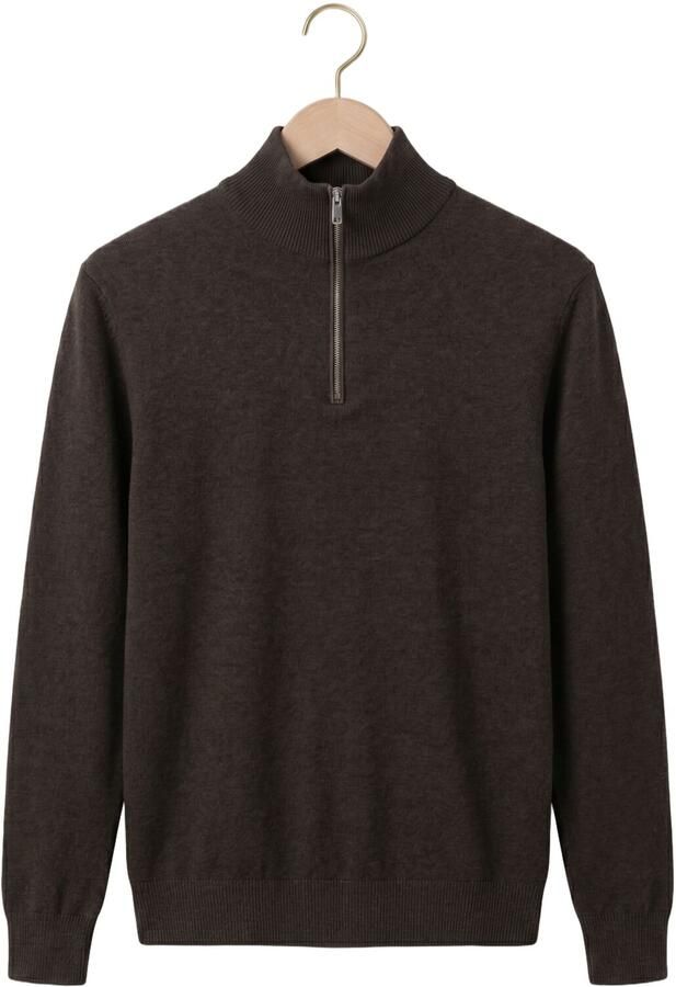 PROFUOMO Heren Truien & Vesten Pullover Half Zip New Wool Blend Bruin - Foto 4